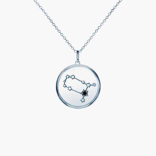 Naszyjnik znak zodiaku bliźnięta Savicki: srebrny, czarny diament